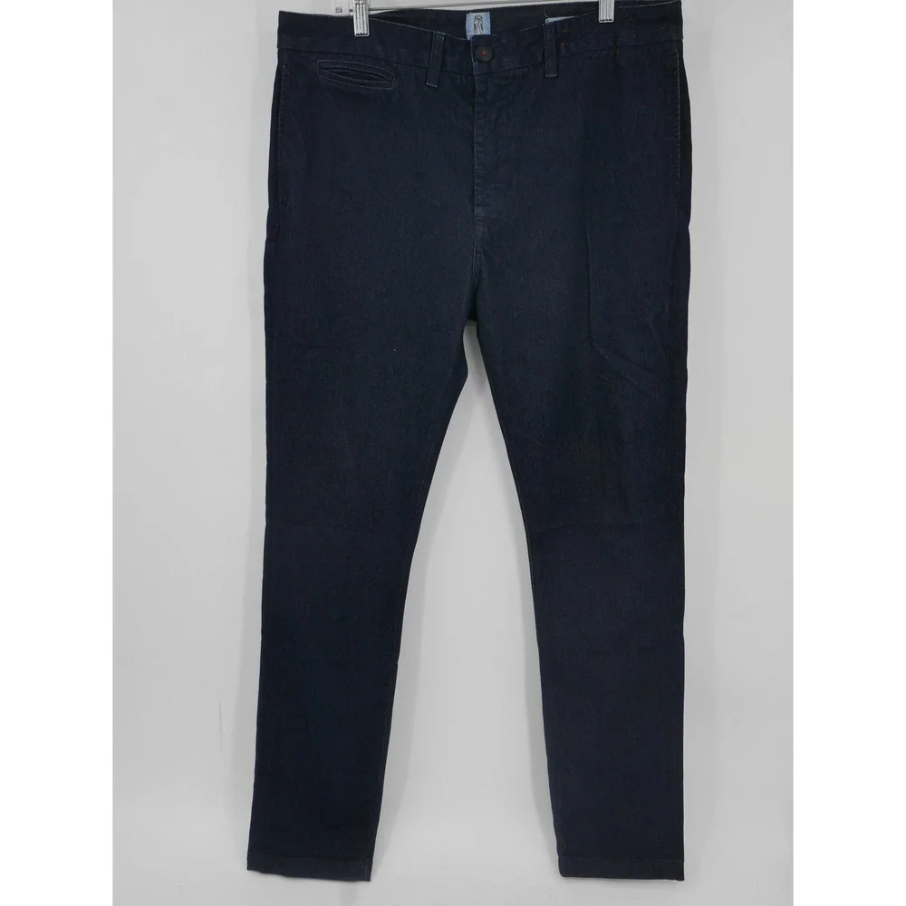 KATO The Axe Slim Chino Pants Navy Denim Stretch Men's 36x33 Made In USA
